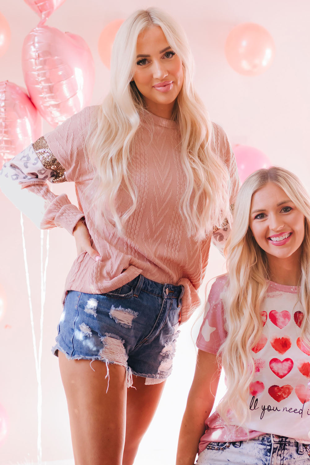 Pink Leopard Sequin Splicing Sleeves Textured Knit Top - Premium Tops from Momma Done Gone Crafty- Just $36.90! Shop now at Momma Done Gone Crafty