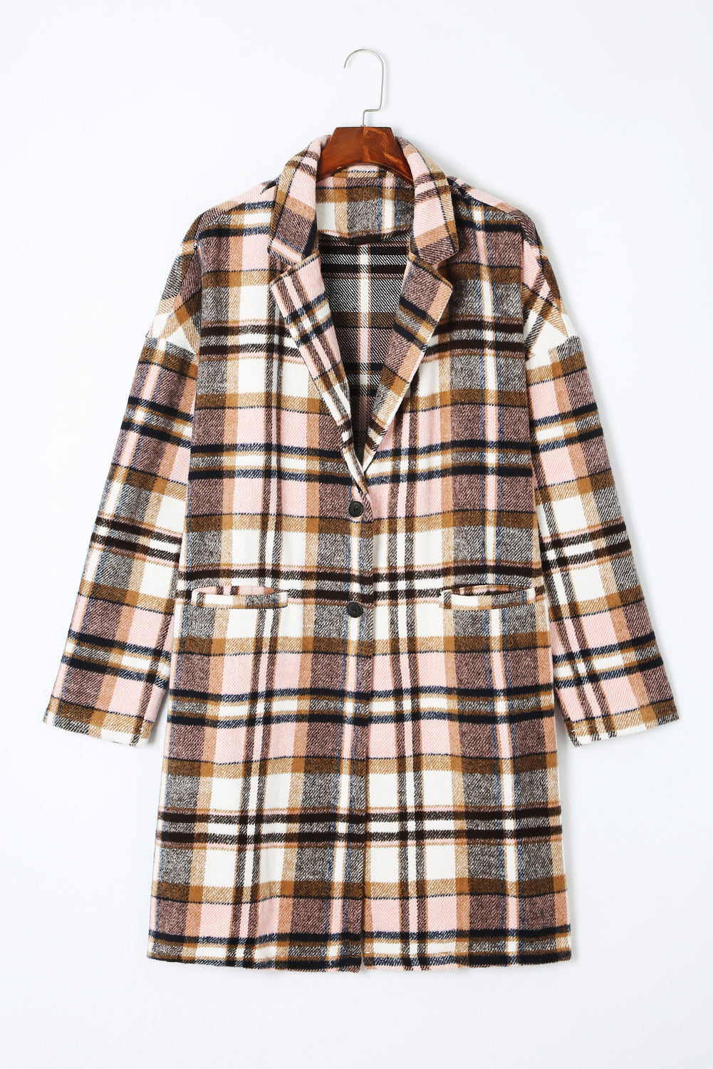 Pink Plaid Button Up Lapel Jacket - Premium Outerwear from Momma Done Gone Crafty- Just $62.99! Shop now at Momma Done Gone Crafty