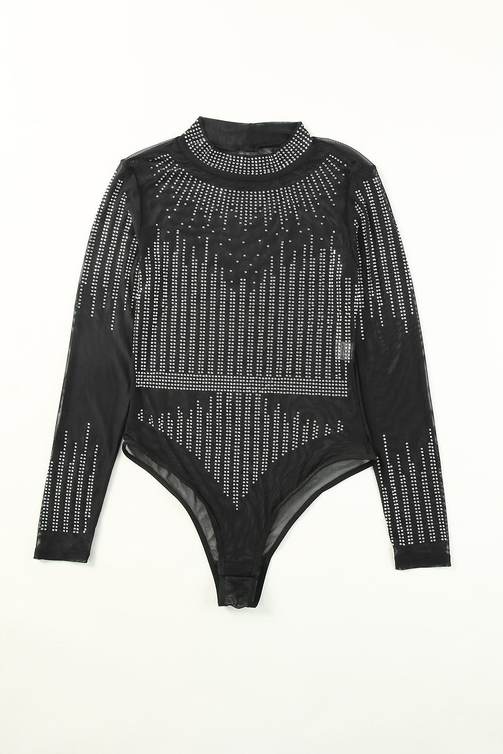Black Rhinestone Sheer Mesh Long Sleeve Bodysuit - Premium Tops from Momma Done Gone Crafty- Just $242.94! Shop now at Momma Done Gone Crafty