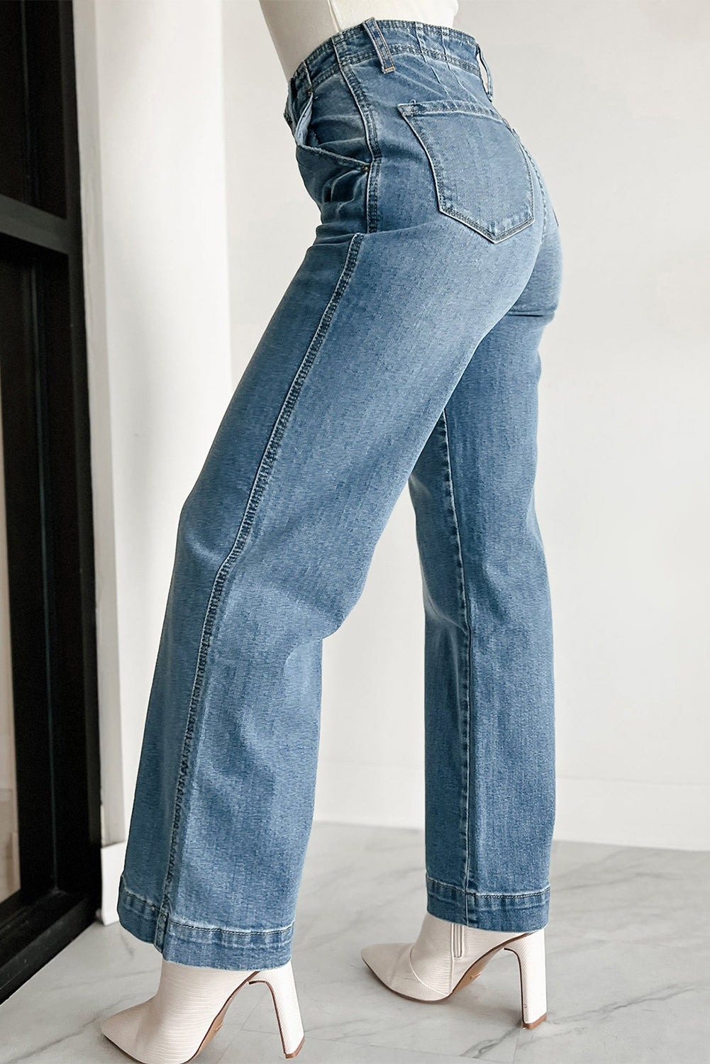 Dusk Blue Multi Buttons Medium Wash Straight Loose Leg Jeans - Premium Bottoms/Jeans from Ashes 2 Wildflowers Boutique, LLC- Just $54.99! Shop now at Ashes 2 Wildflowers Boutique, LLC