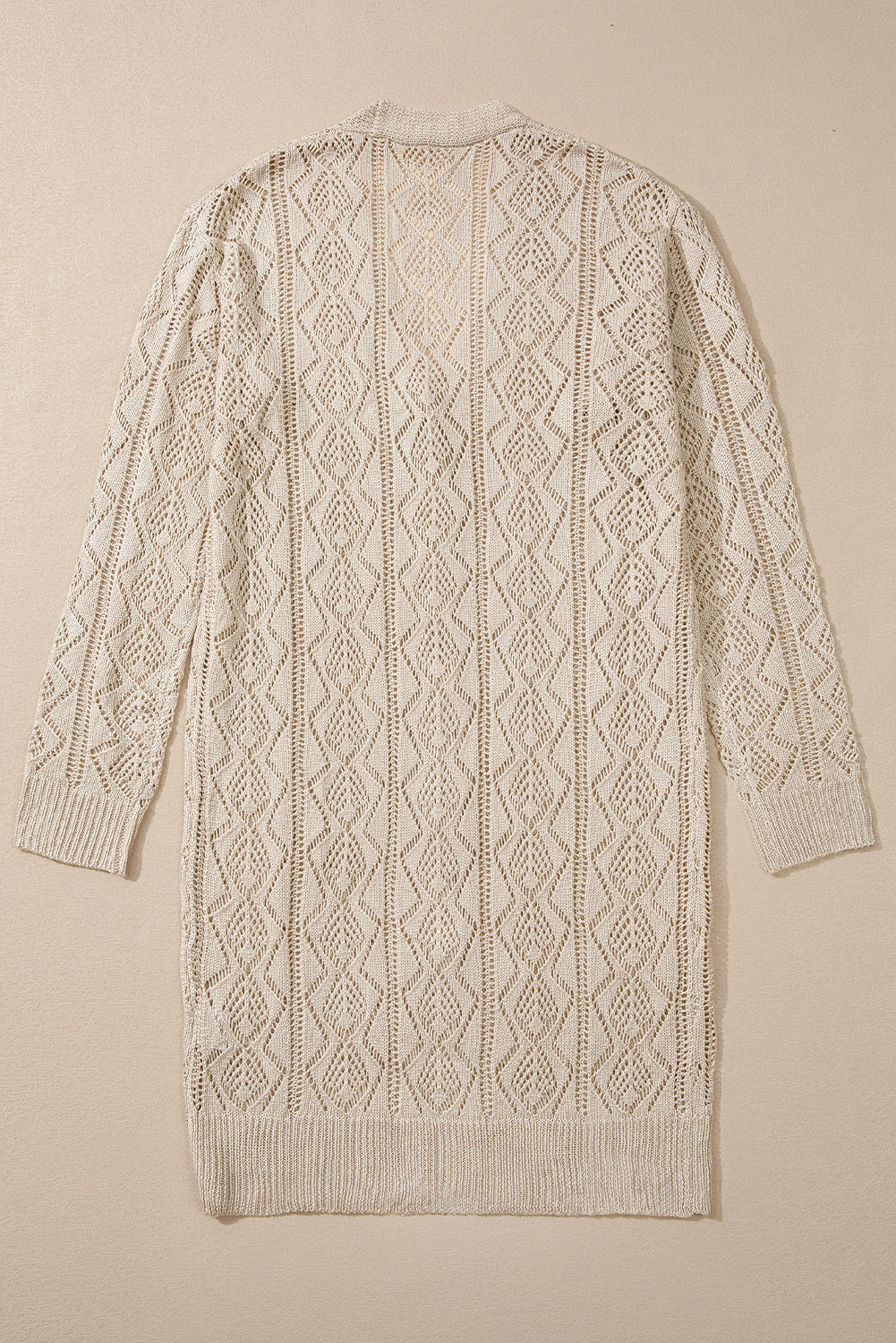 Parchment Hollow Out Buttons Front Long Cardigan - Premium Sweaters & Cardigans/Cardigans from Momma Done Gone Crafty- Just $49.99! Shop now at Momma Done Gone Crafty