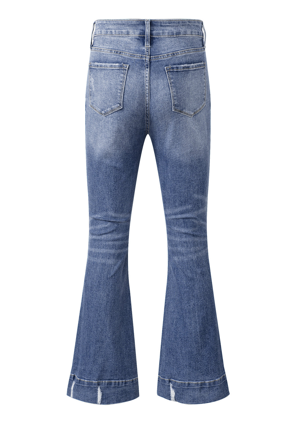 Sky Blue Slight Distressed Medium Wash Flare Jeans - Premium Bottoms from Momma Done Gone Crafty- Just $69.30! Shop now at Momma Done Gone Crafty