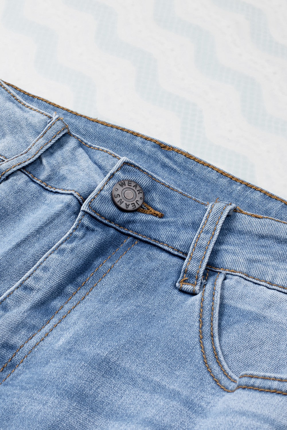 Sky Blue Buttoned Pockets Distressed Jeans - Premium Bottoms from Momma Done Gone Crafty- Just $38.99! Shop now at Momma Done Gone Crafty