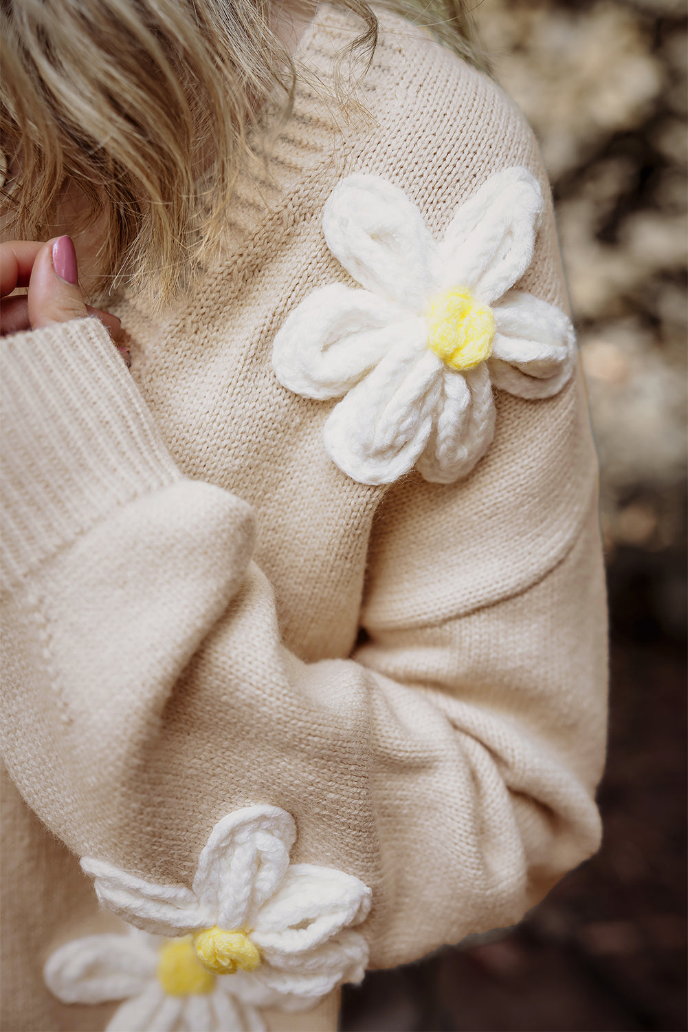 Parchment Elegant Flower Decor Button Front Cardigan - Premium Sweaters & Cardigans/Cardigans from Momma Done Gone Crafty- Just $45.45! Shop now at Momma Done Gone Crafty