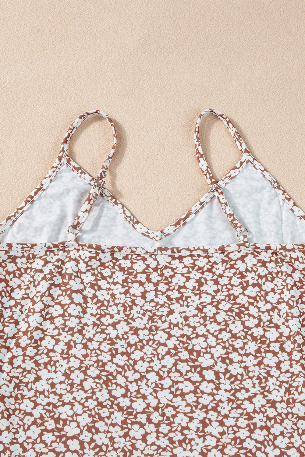 Chestnut Floral Print Spaghetti Strap V Neck Bodysuit - Premium Tops/Bodysuits from Ashes 2 Wildflowers Boutique, LLC- Just $9.60! Shop now at Ashes 2 Wildflowers Boutique, LLC