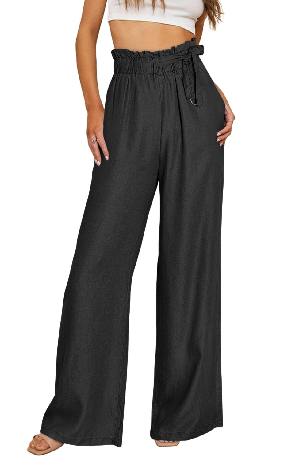 Black High Waist Pocketed Wide Leg Tencel Jeans - Premium Bottoms from Momma Done Gone Crafty- Just $58.00! Shop now at Momma Done Gone Crafty