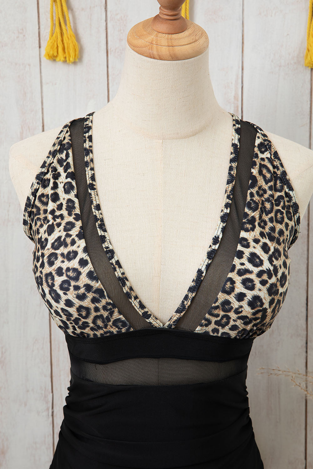 Brown Leopard Mesh Insert V Neck High Waist Monokini - Premium Swimwear/One Piece Swimsuit from Ashes 2 Wildflowers Boutique, LLC- Just $20.67! Shop now at Ashes 2 Wildflowers Boutique, LLC