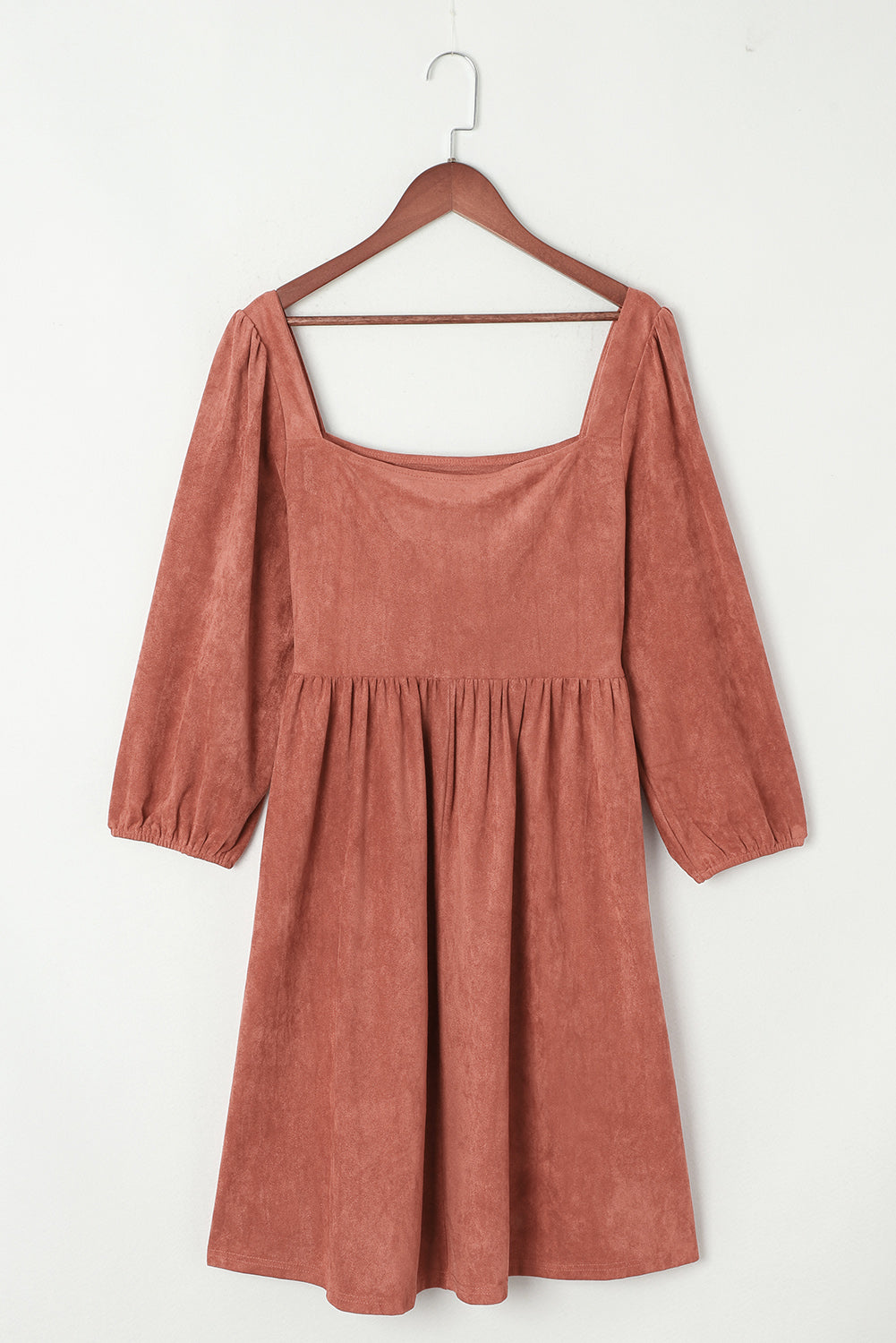 Brown Suede Square Neck Puff Sleeve Dress - Premium Dresses from Momma Done Gone Crafty- Just $44.99! Shop now at Momma Done Gone Crafty