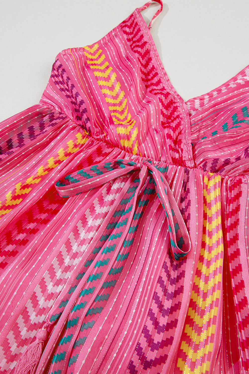 Pink Western Printed Tassel Tie V Neck Wrap Maxi Dress - Premium Dresses/Maxi Dresses from Ashes 2 Wildflowers Boutique, LLC- Just $43.92! Shop now at Ashes 2 Wildflowers Boutique, LLC