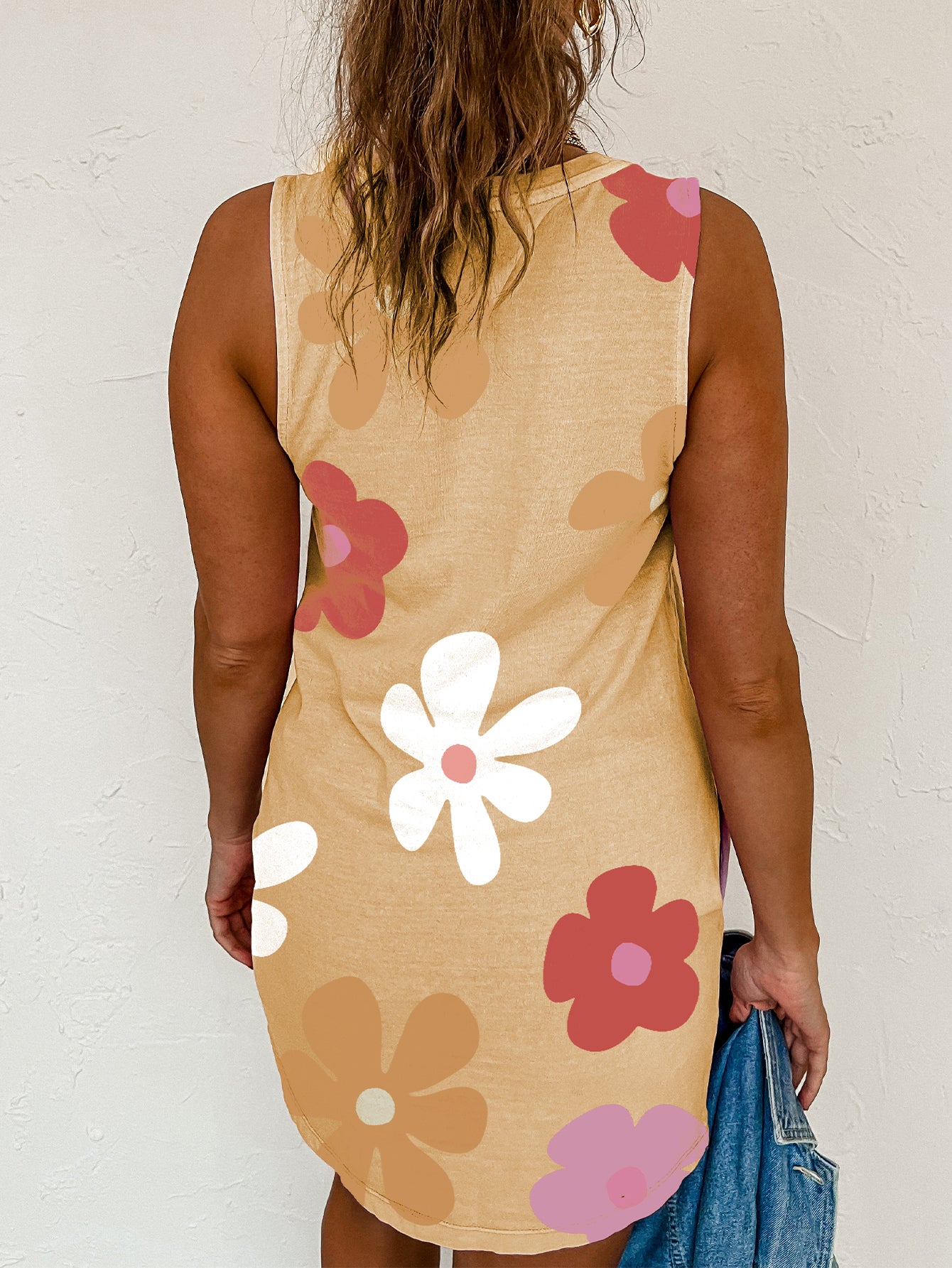 Apricot Daisy Flower Print Tank Dress - Premium Dresses/Mini Dresses from Momma Done Gone Crafty- Just $22.99! Shop now at Momma Done Gone Crafty