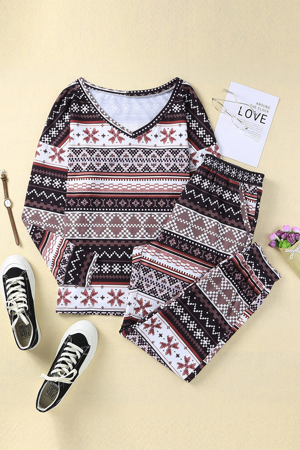 Black Christmas Snowflake Print Long Sleeve and Joggers Lounge Set - Premium Loungewear from Momma Done Gone Crafty- Just $17.97! Shop now at Momma Done Gone Crafty