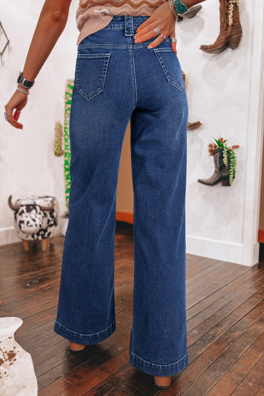 Sail Blue Wide Leg Pocketed High Waist Jeans - Premium Bottoms/Jeans from Momma Done Gone Crafty- Just $35.40! Shop now at Momma Done Gone Crafty