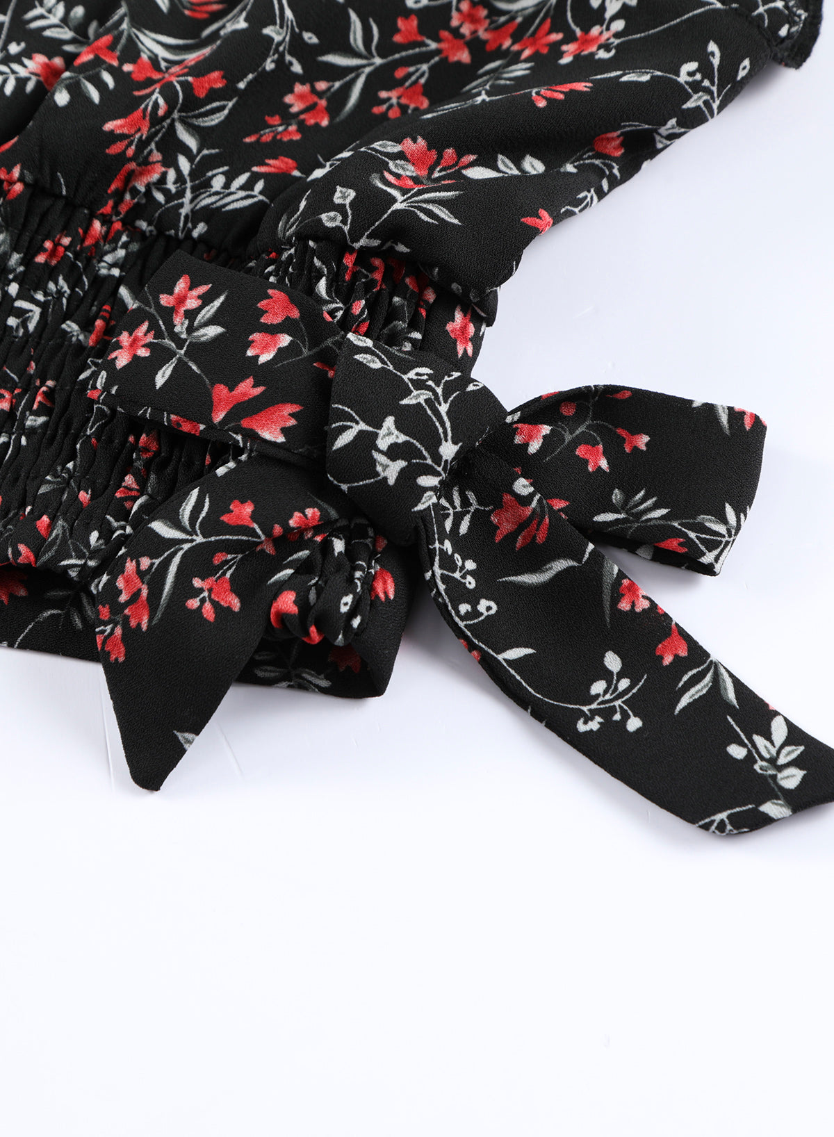 Black Multicolor Floral Ruffled Crop Top and Maxi Skirt Set - Premium Dresses from Momma Done Gone Crafty- Just $36.90! Shop now at Momma Done Gone Crafty