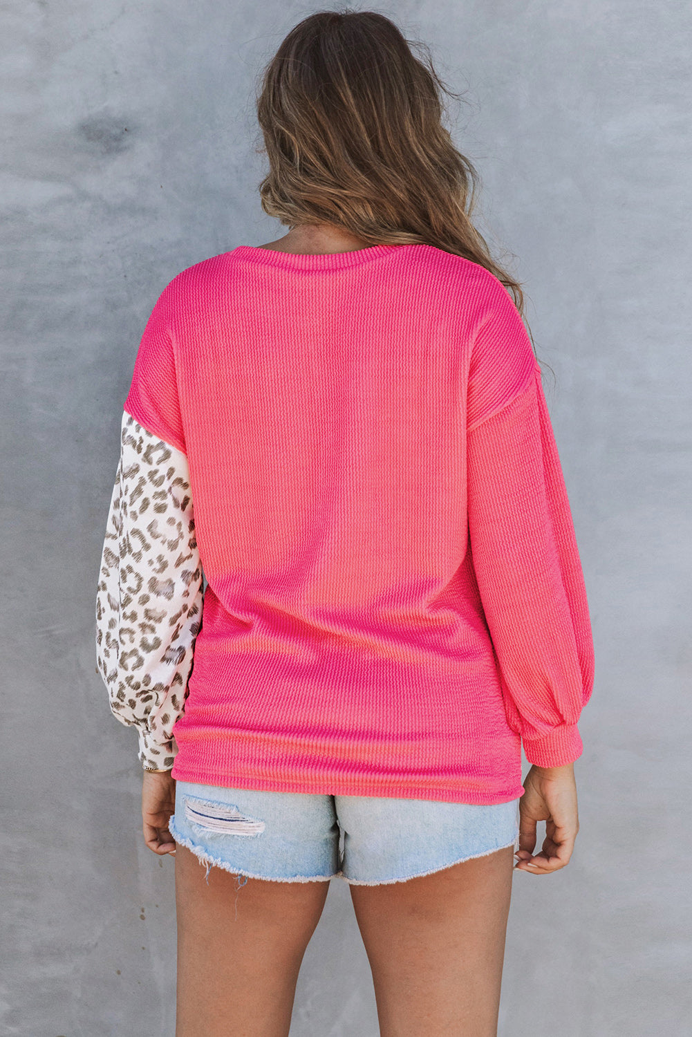 Rose Leopard Patchwork Color Block Ribbed Long Sleeve Top - Premium Tops from Momma Done Gone Crafty- Just $22.99! Shop now at Momma Done Gone Crafty