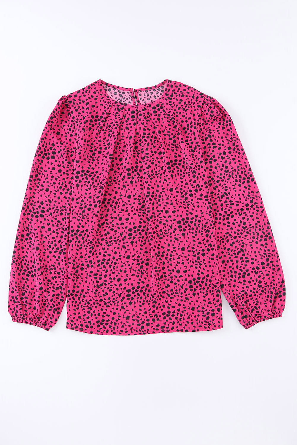 Rose Leopard Print Pleated Blouse with Keyhole - Premium Tops from Momma Done Gone Crafty- Just $37.10! Shop now at Momma Done Gone Crafty