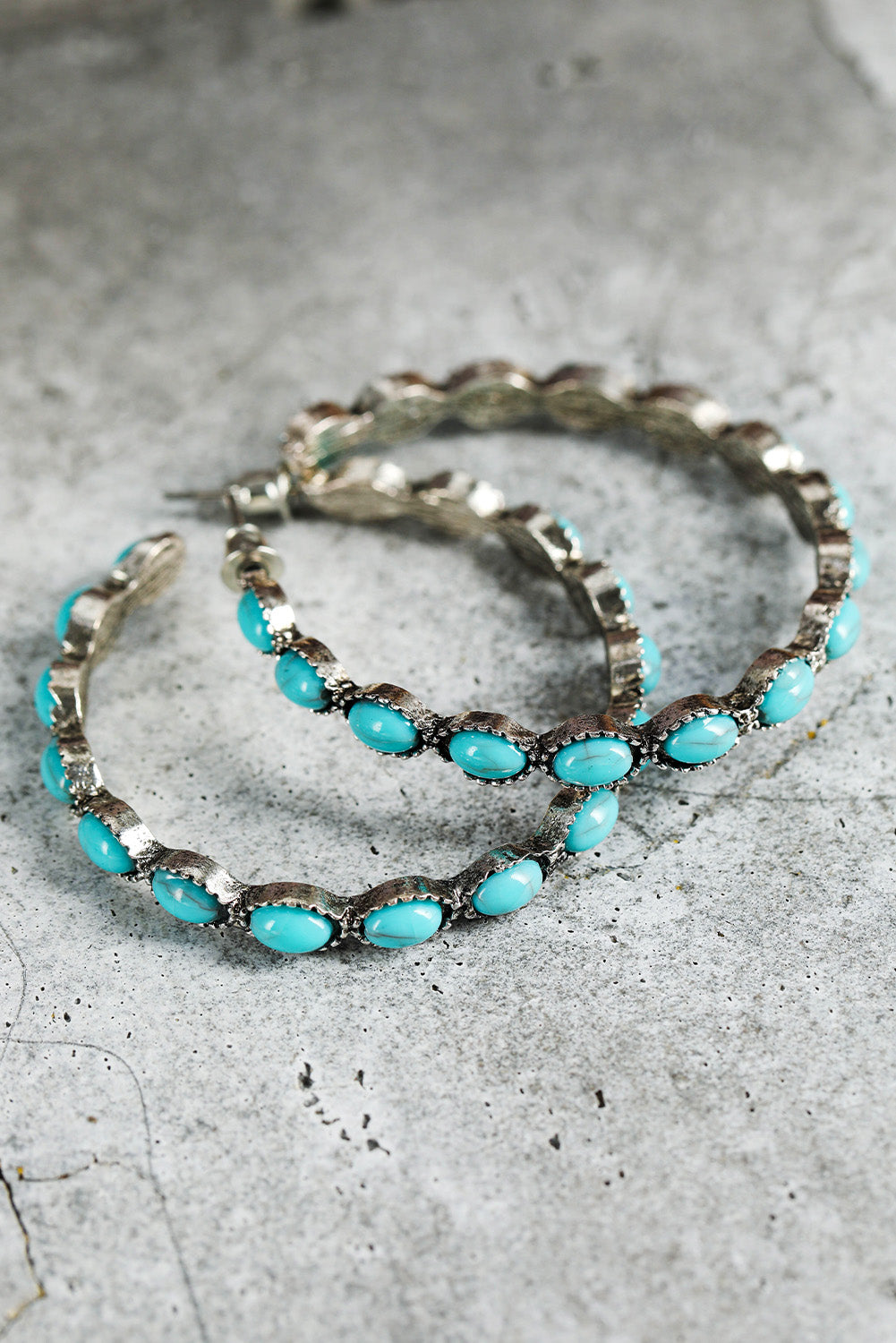 Sky Blue Gem Inlay Retro C-shape Earrings - Premium Accessories/Jewelry from Momma Done Gone Crafty- Just $8.99! Shop now at Momma Done Gone Crafty
