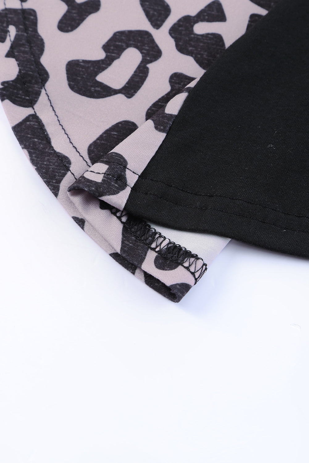 Black Contrast Solid Leopard Short Sleeve T-shirt Dress with Slits - Premium Dresses from Momma Done Gone Crafty- Just $24! Shop now at Momma Done Gone Crafty