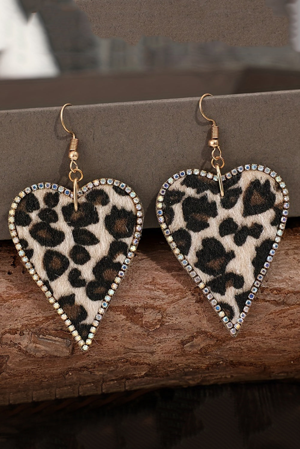 Multicolour Rhinestone Edge Leopard Print Heart Shape Earrings - Premium Accessories/Jewelry from Momma Done Gone Crafty- Just $9.99! Shop now at Momma Done Gone Crafty