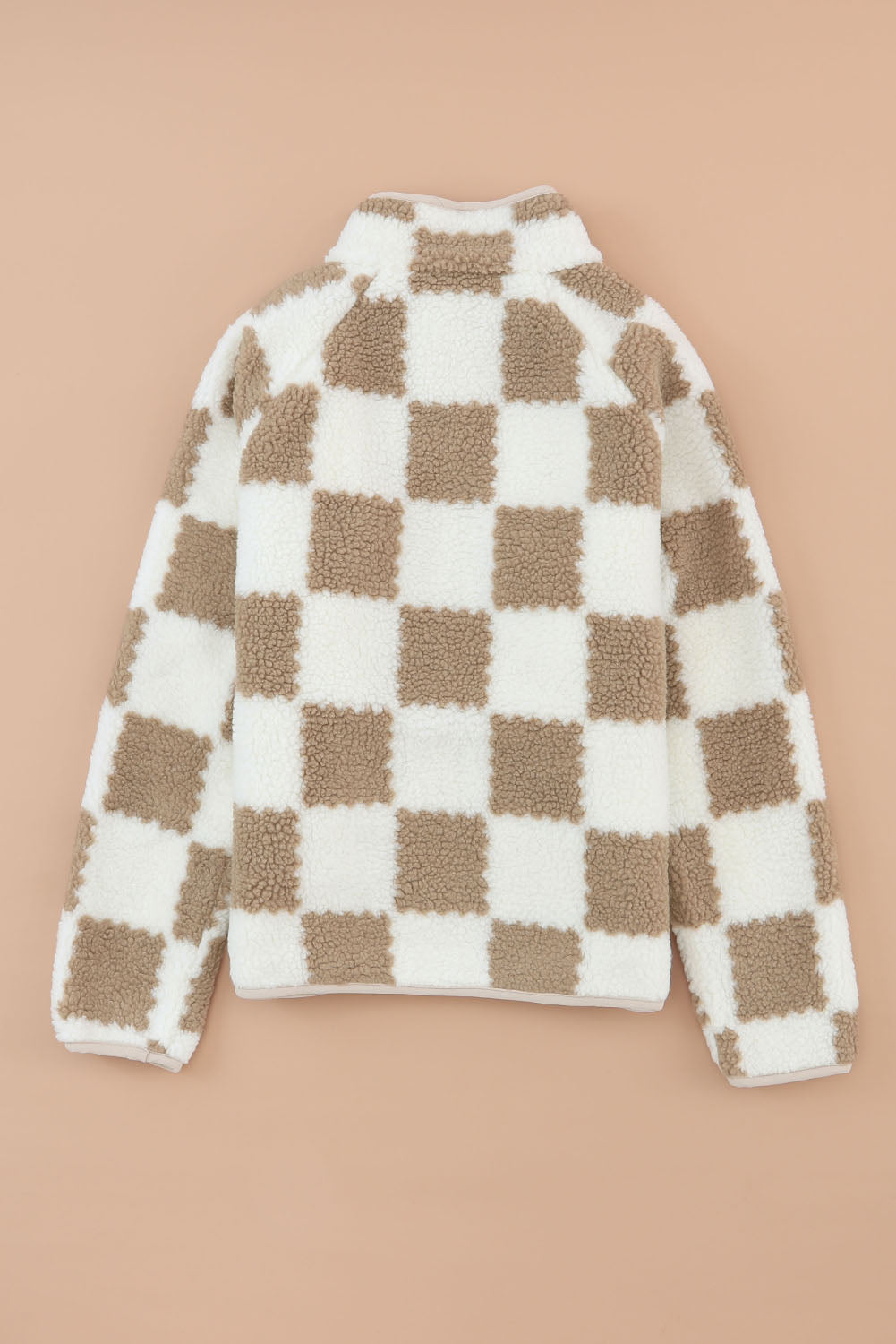 Brown Checked Snap Button Sherpa Jacket - Premium Outerwear from Momma Done Gone Crafty- Just $53.40! Shop now at Momma Done Gone Crafty