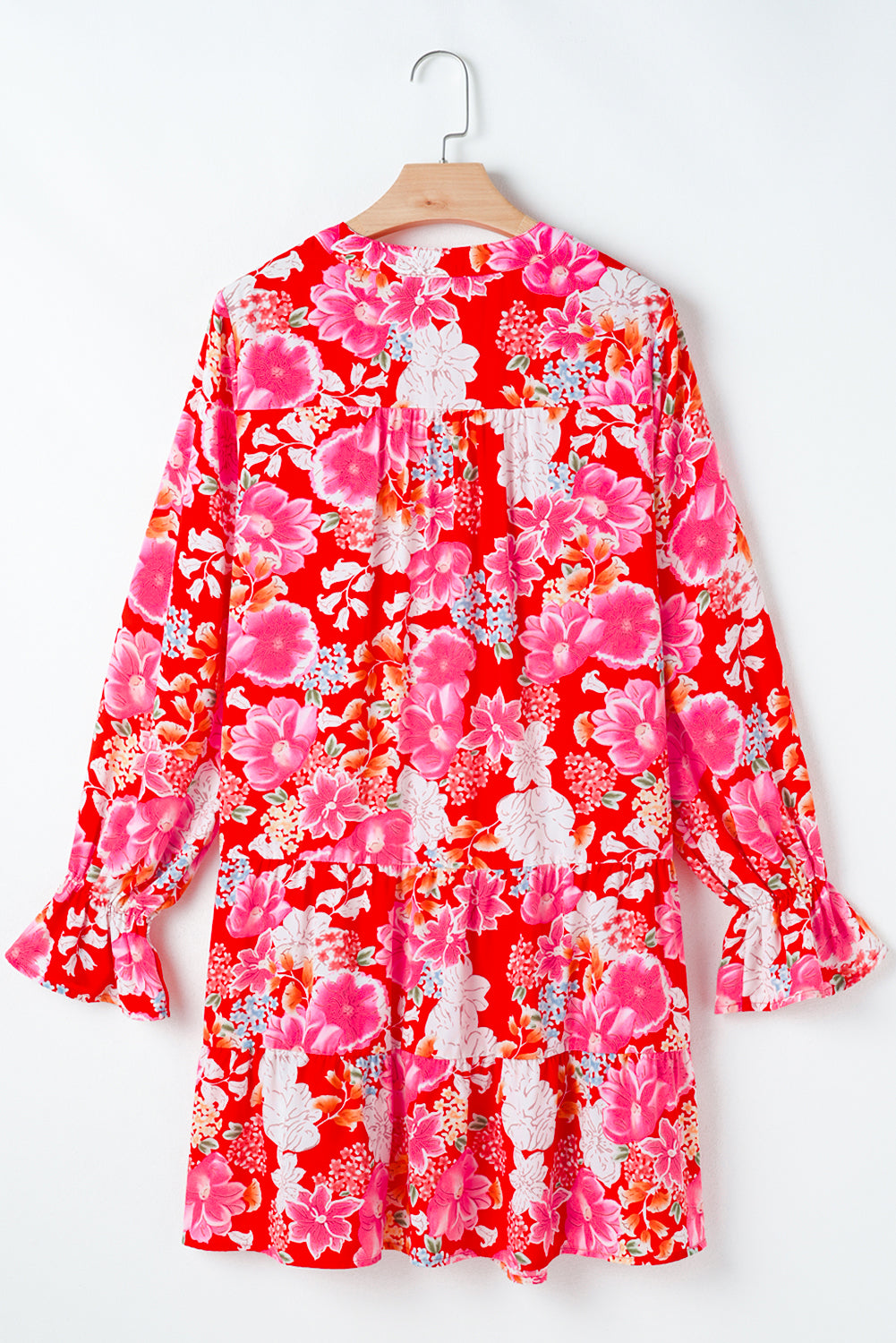 Red Floral Print High Waist V Neck Babydoll Mini Dress - Premium Dresses/Mini Dresses from Momma Done Gone Crafty- Just $38.99! Shop now at Momma Done Gone Crafty