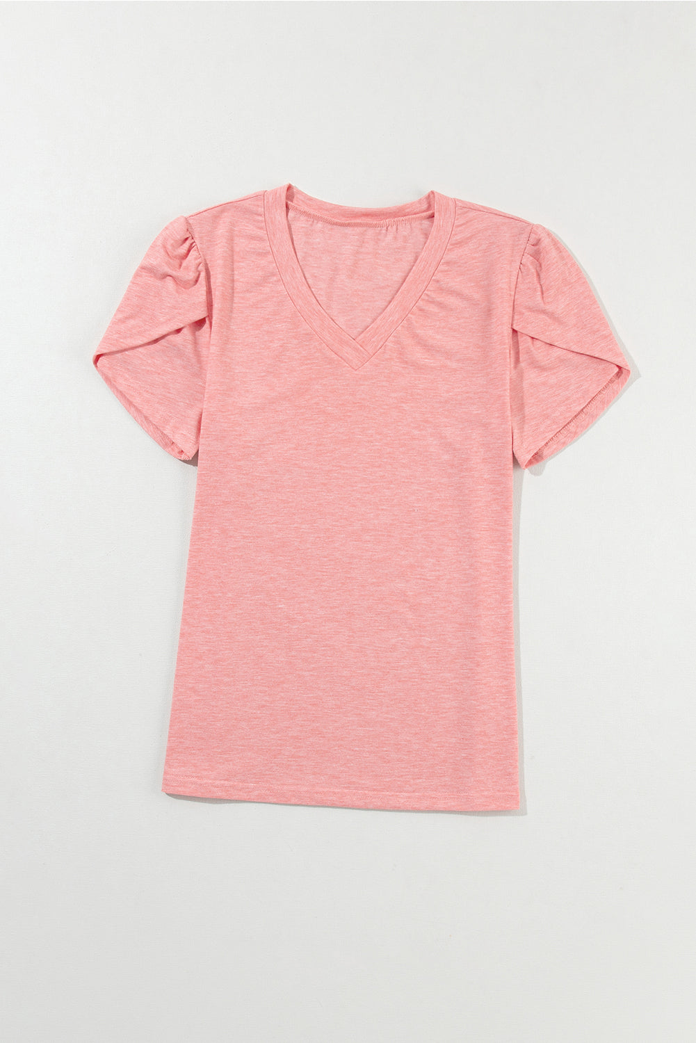Rose Tan Fashion Petal Sleeve V Neck T Shirt - Premium Tops/Tops & Tees from Momma Done Gone Crafty- Just $16.99! Shop now at Momma Done Gone Crafty
