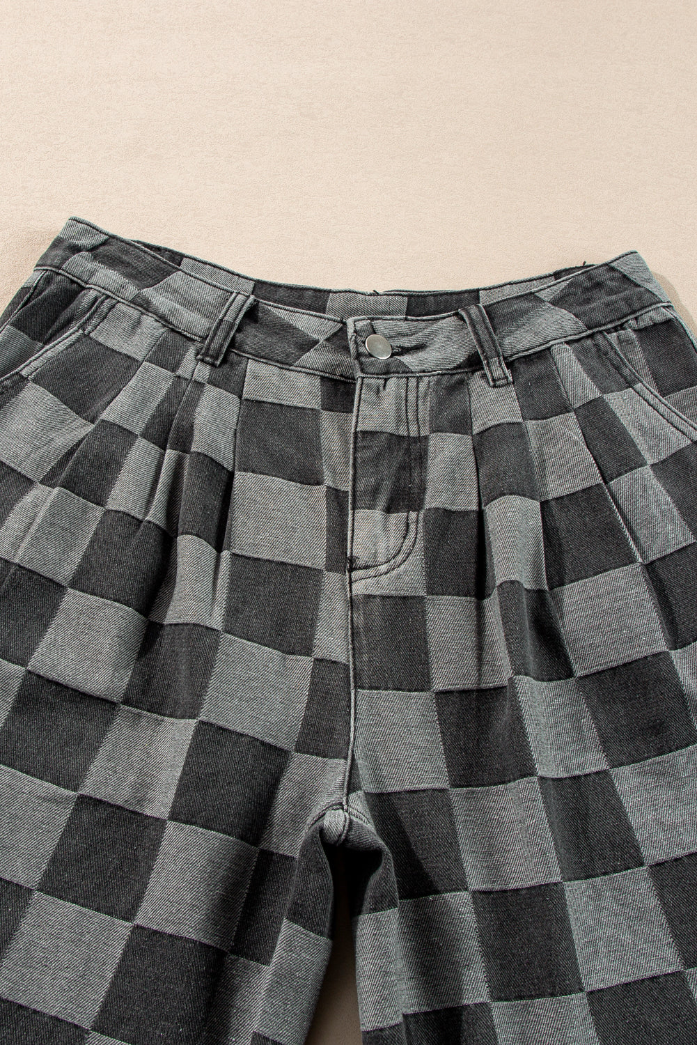 Dark Grey Checkered Denim Wide Leg Jeans - Premium Bottoms/Jeans from Momma Done Gone Crafty- Just $36.30! Shop now at Momma Done Gone Crafty