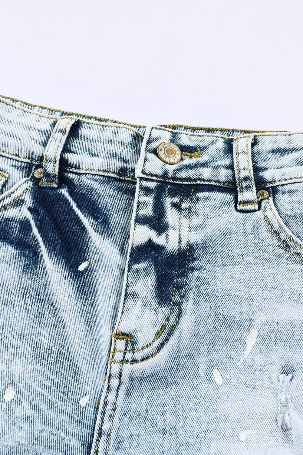 Sky Blue Distressed Bleached Denim Shorts - Premium Bottoms from Momma Done Gone Crafty- Just $30.00! Shop now at Momma Done Gone Crafty