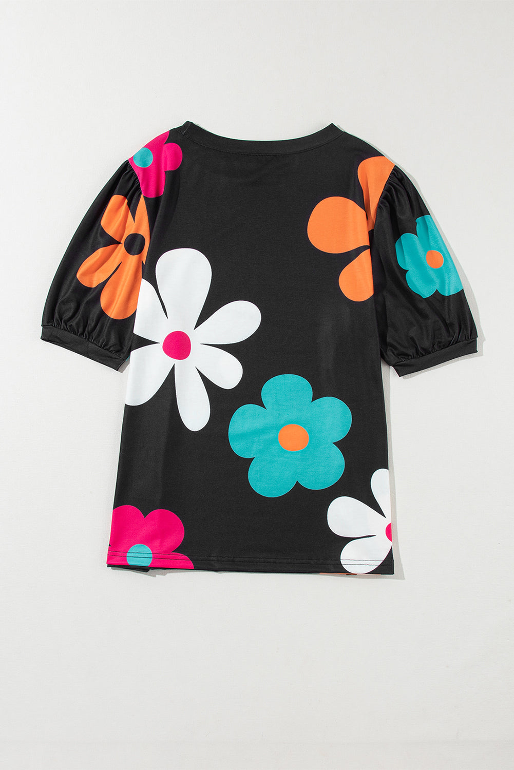Black Flower Print Bubble Sleeve Tee - Premium Tops/Tops & Tees from Momma Done Gone Crafty- Just $16.99! Shop now at Momma Done Gone Crafty
