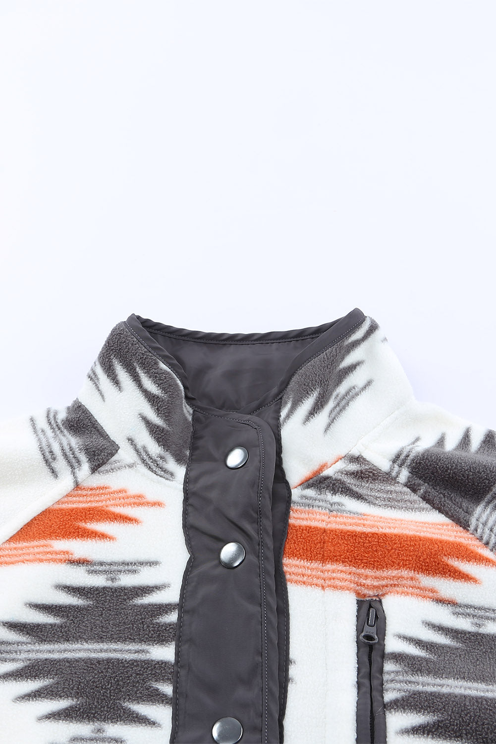 Gray Western Aztec Snap Buttoned Fleece Jacket - Premium Outerwear from Momma Done Gone Crafty- Just $47.70! Shop now at Momma Done Gone Crafty