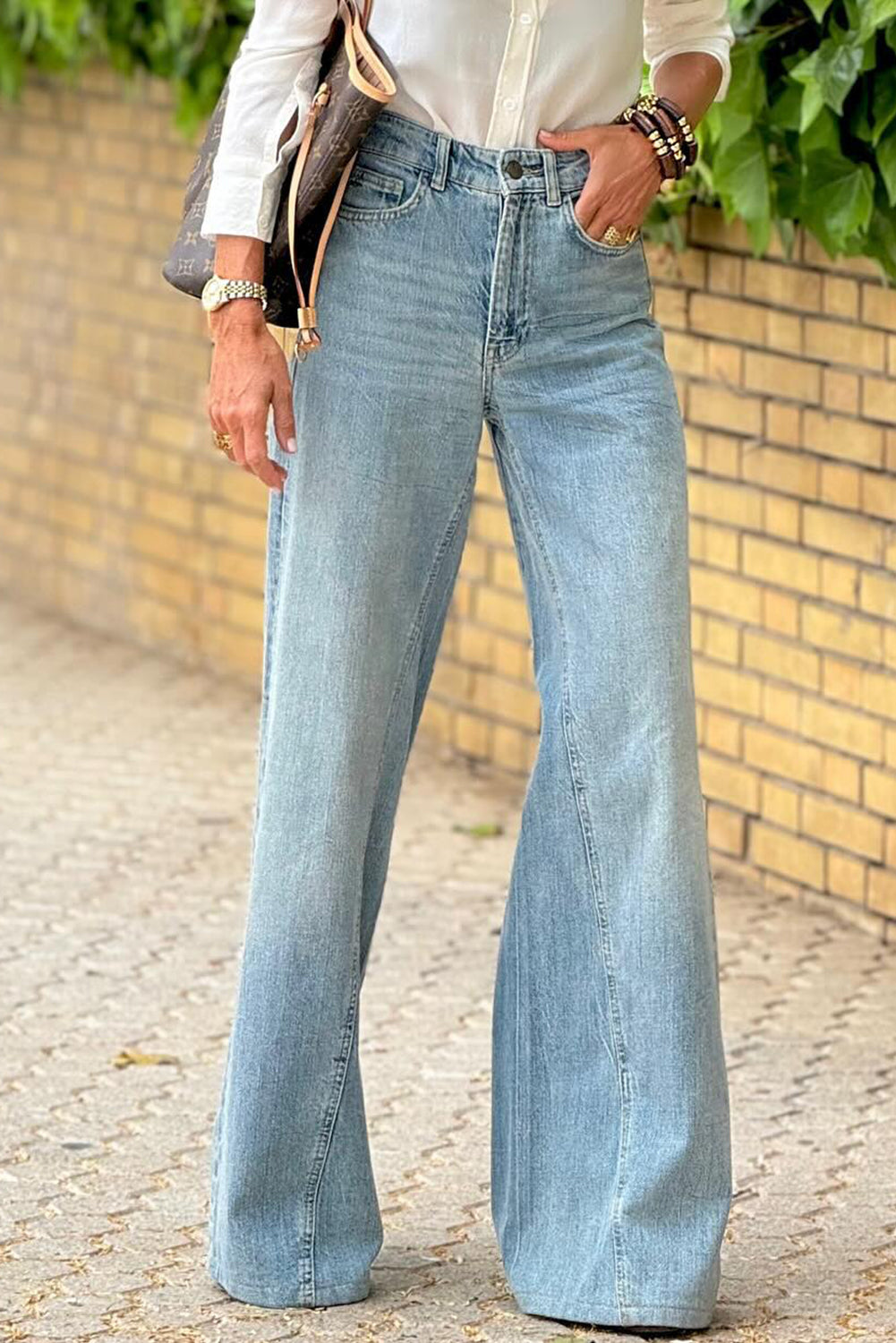 Dusk Blue Acid Wash Extra Wide Leg High Waist Long Jeans - Premium Bottoms/Jeans from Momma Done Gone Crafty- Just $39.45! Shop now at Momma Done Gone Crafty