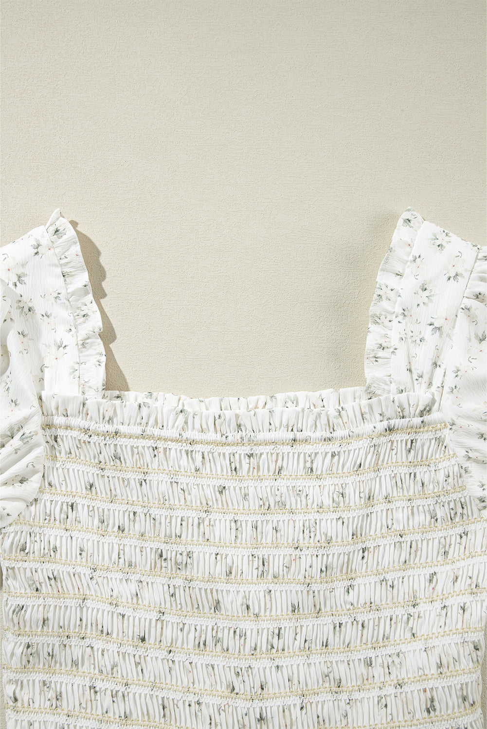 White Boho Floral Smocked Wide Leg Short Puff Sleeve Jumpsuit - Premium Bottoms/Jumpsuits & Rompers from Ashes 2 Wildflowers Boutique, LLC- Just $65.99! Shop now at Ashes 2 Wildflowers Boutique, LLC