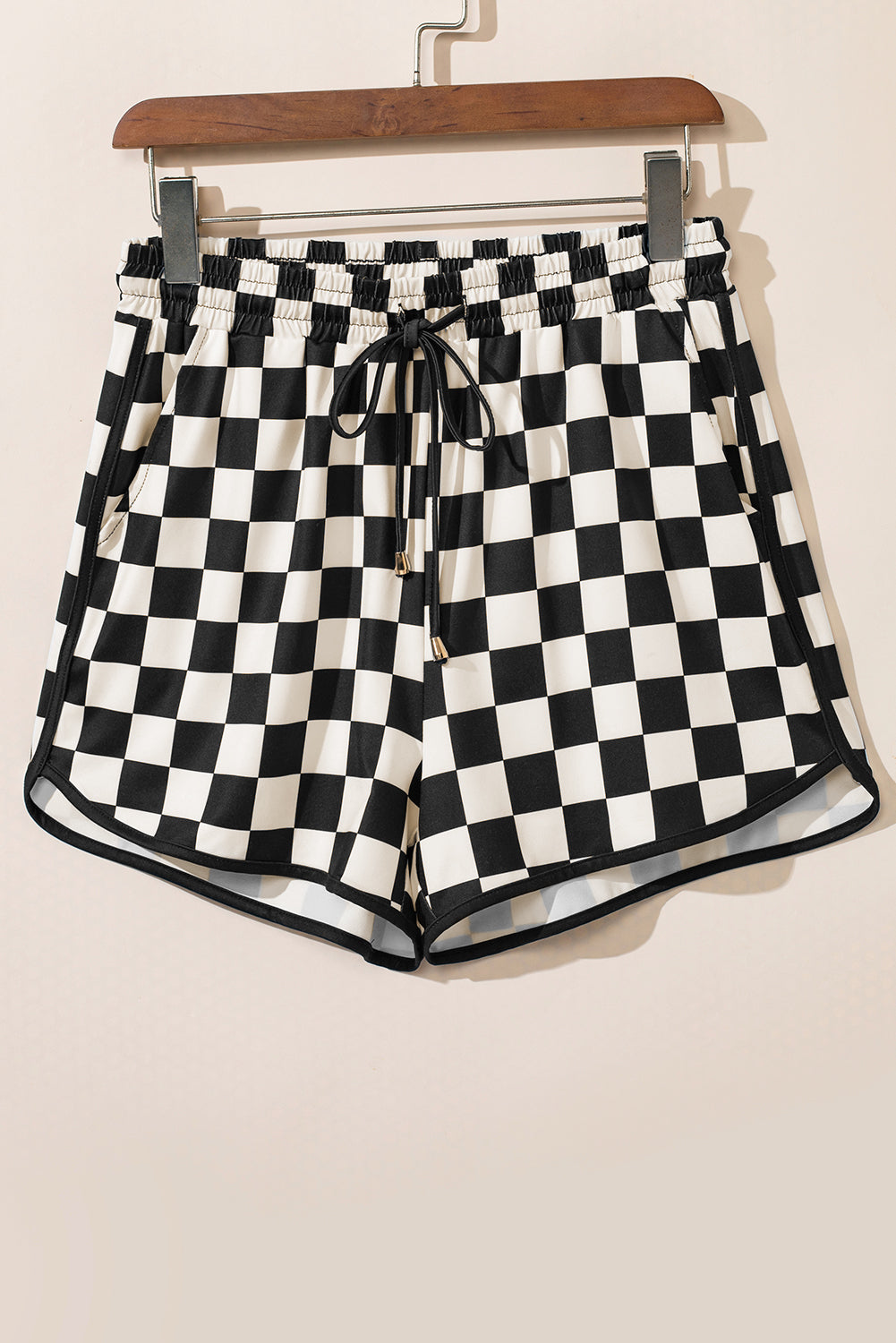 Black Checkered Drawstring Elastic Waist Casual Shorts - Premium Bottoms/Casual Shorts from Ashes 2 Wildflowers Boutique, LLC- Just $26.90! Shop now at Ashes 2 Wildflowers Boutique, LLC