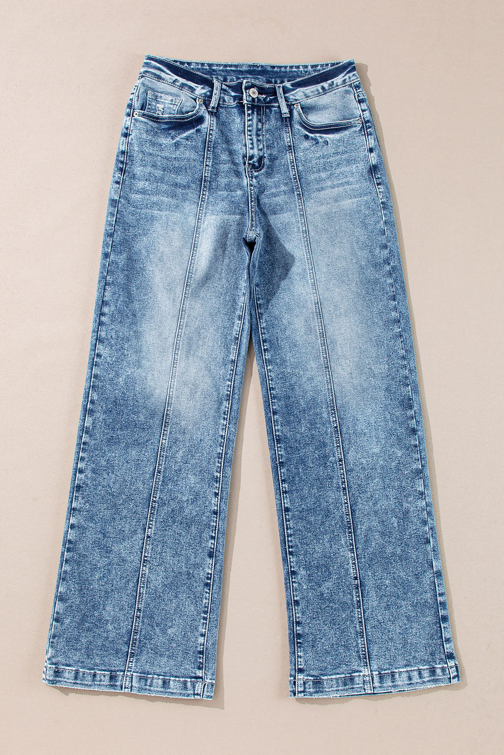 Dusk Blue Central Seamed Wide Leg High Waist Jeans - Premium Bottoms/Jeans from Momma Done Gone Crafty- Just $37.95! Shop now at Momma Done Gone Crafty