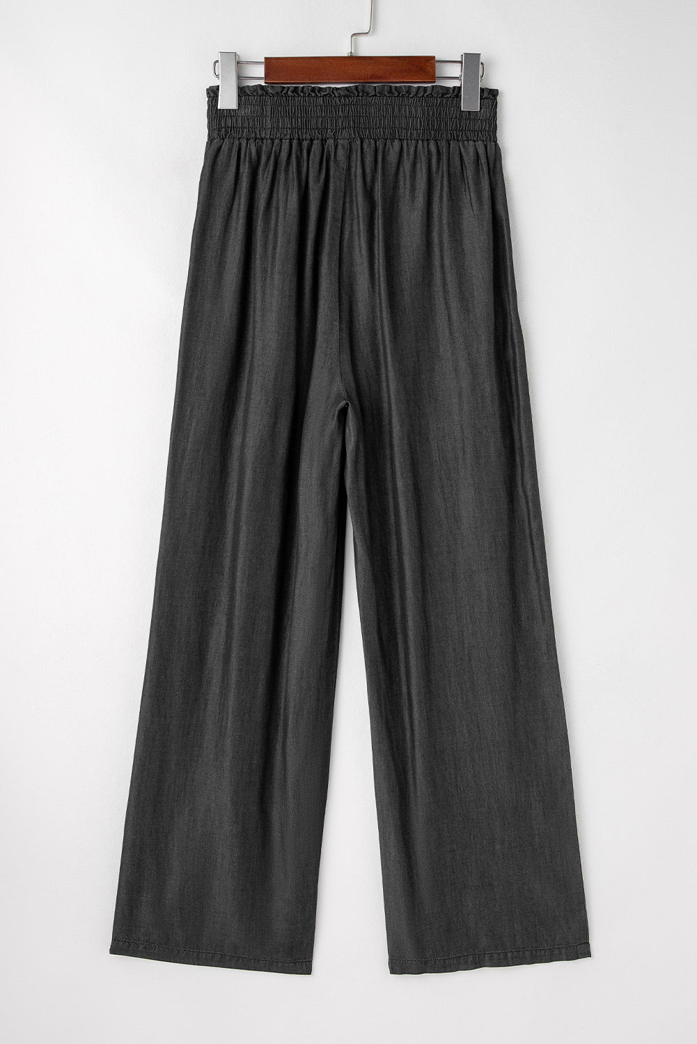 Black Side Pockets Frilled Smocked High Waist Wide Leg Jeans - Premium Bottoms/Jeans from Momma Done Gone Crafty- Just $49.99! Shop now at Momma Done Gone Crafty