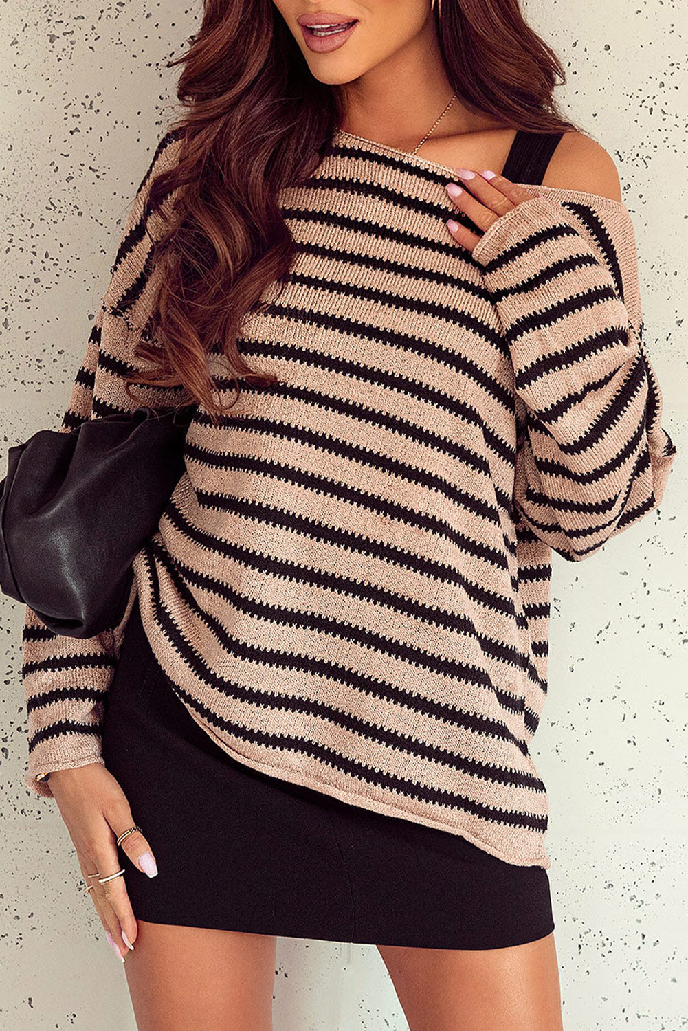 Striped Print Dropped Shoulder Loose Sleeve Sweater - Premium Tops from Momma Done Gone Crafty- Just $41.99! Shop now at Momma Done Gone Crafty
