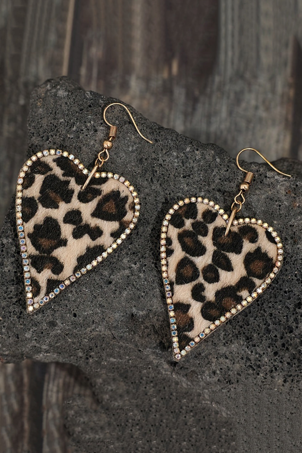 Multicolour Rhinestone Edge Leopard Print Heart Shape Earrings - Premium Accessories/Jewelry from Momma Done Gone Crafty- Just $9.99! Shop now at Momma Done Gone Crafty
