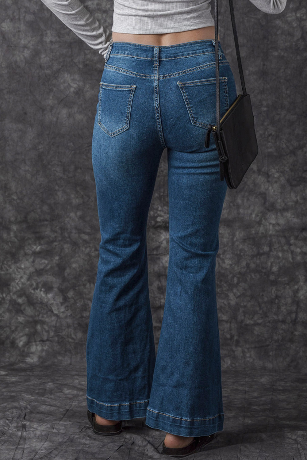 Blue High Waist Seam Stitching Pocket Flare Jeans - Premium Bottoms from Momma Done Gone Crafty- Just $60! Shop now at Momma Done Gone Crafty