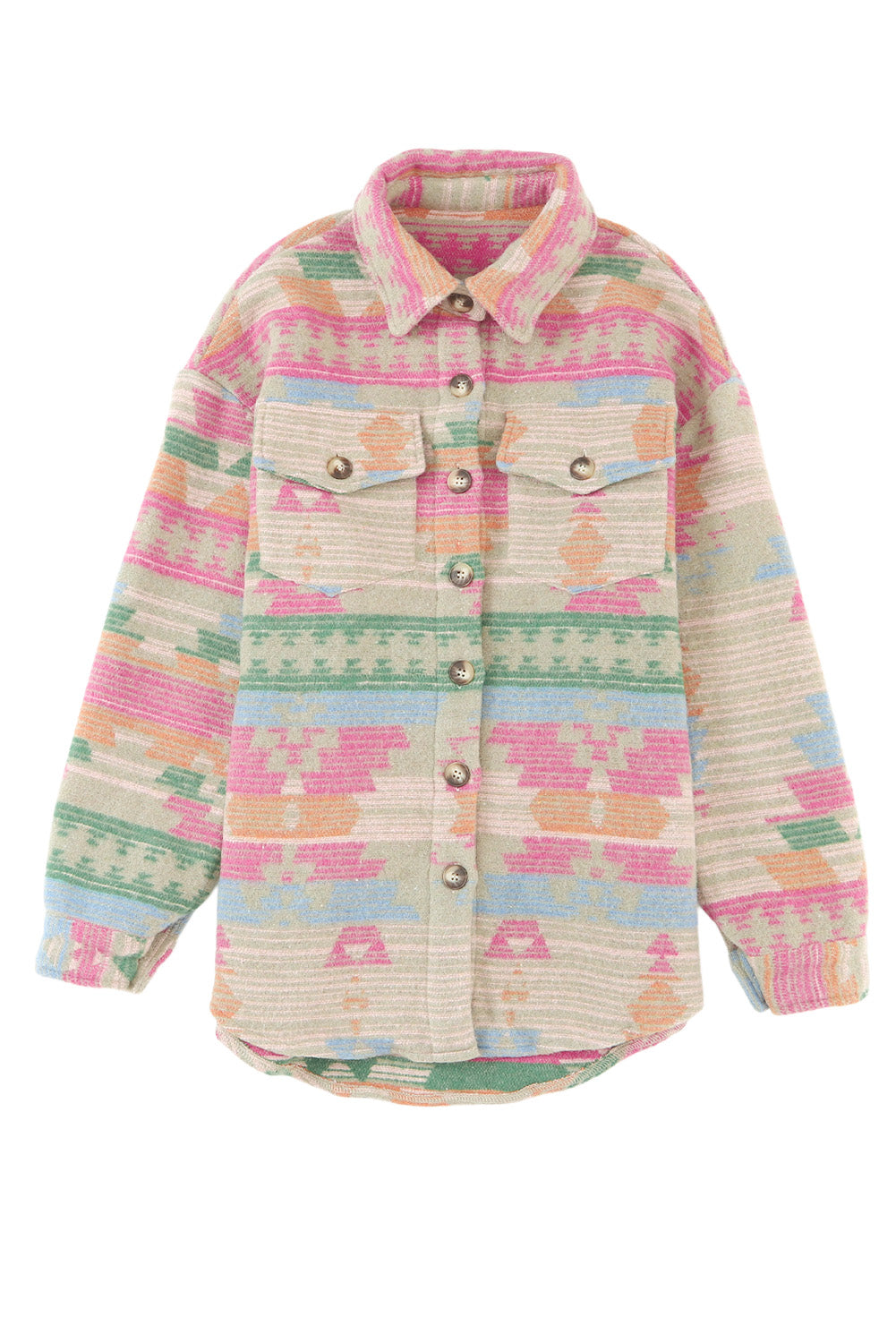 Multicolor Western Aztec Print Button Flap Pocket Shacket - Premium Outerwear from Ashes 2 Wildflowers Boutique, LLC- Just $48.99! Shop now at Ashes 2 Wildflowers Boutique, LLC