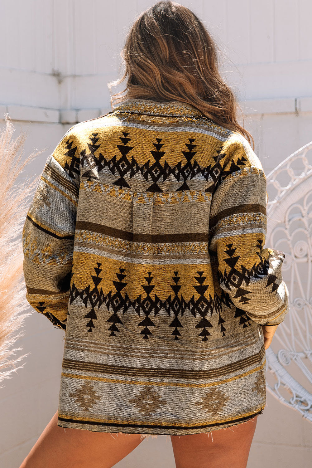 Brown Western Aztec Print Jacket - Premium Outerwear from Momma Done Gone Crafty- Just $50.40! Shop now at Momma Done Gone Crafty