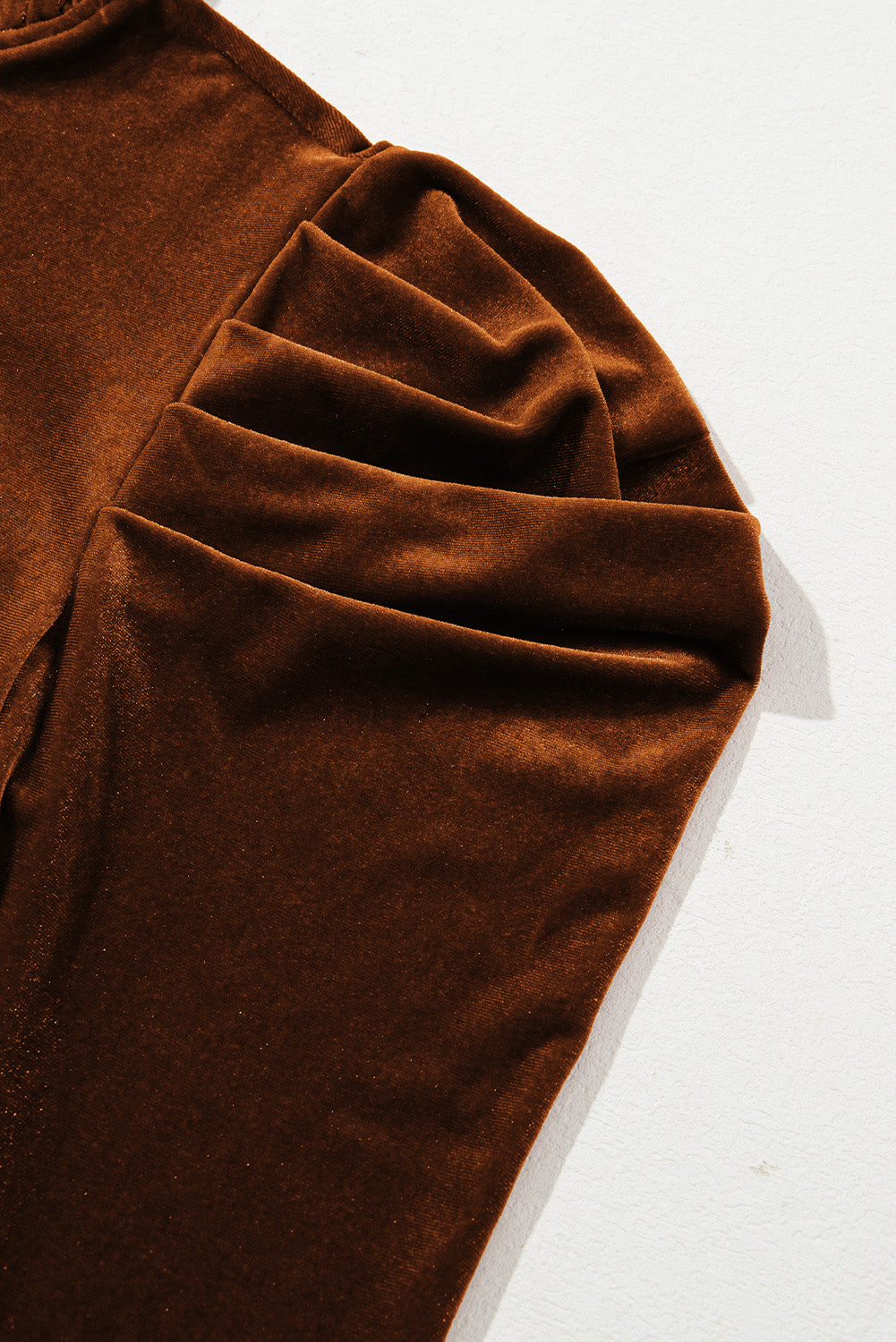 Chestnut Frilled Collar Puff Sleeve Velvet Top - Premium Tops from Momma Done Gone Crafty- Just $25.99! Shop now at Momma Done Gone Crafty