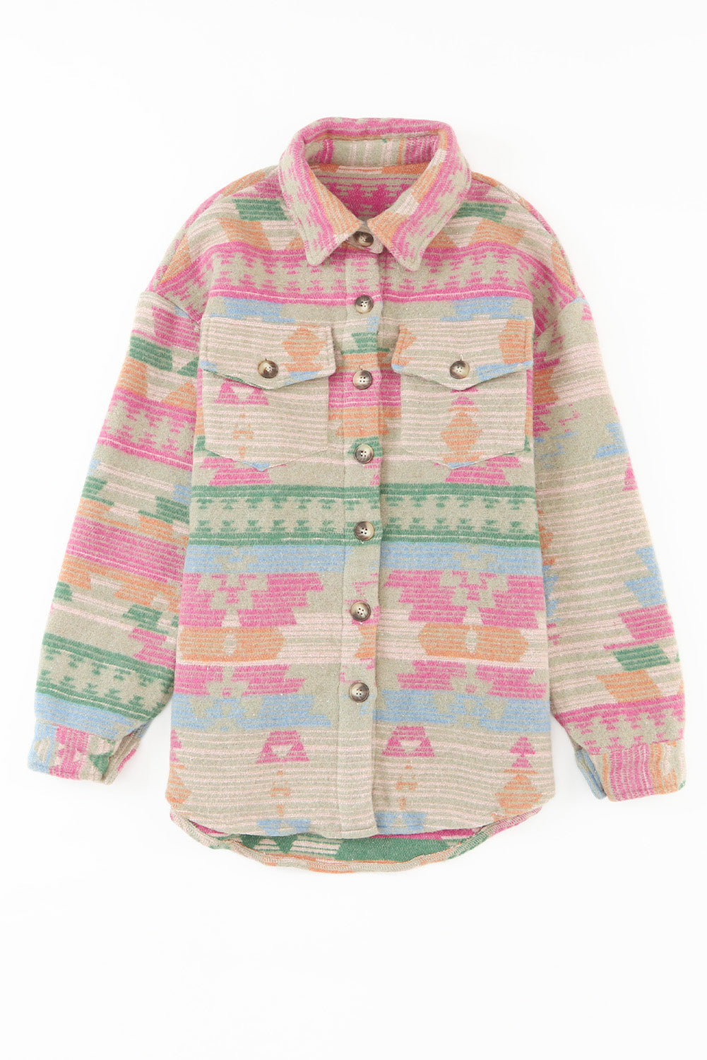 Multicolor Western Aztec Print Button Flap Pocket Shacket - Premium Outerwear from Ashes 2 Wildflowers Boutique, LLC- Just $48.99! Shop now at Ashes 2 Wildflowers Boutique, LLC