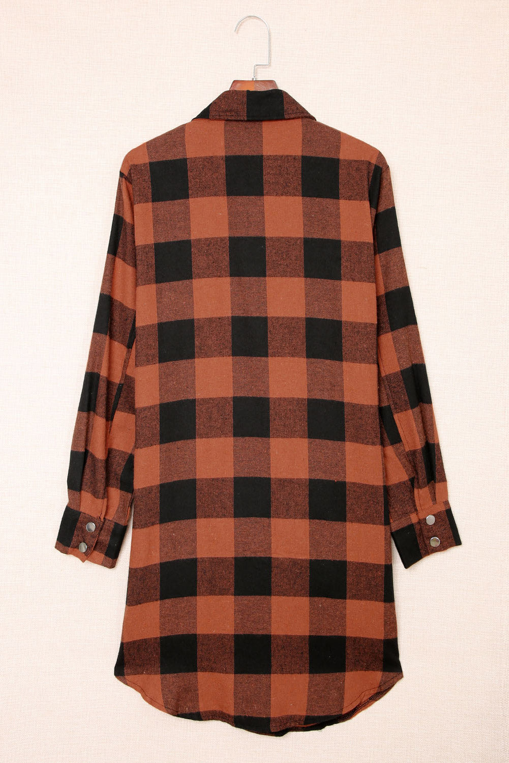 Brown Turn-down Collar Plaid Shirt Coat - Premium Outerwear from Momma Done Gone Crafty- Just $54.60! Shop now at Momma Done Gone Crafty