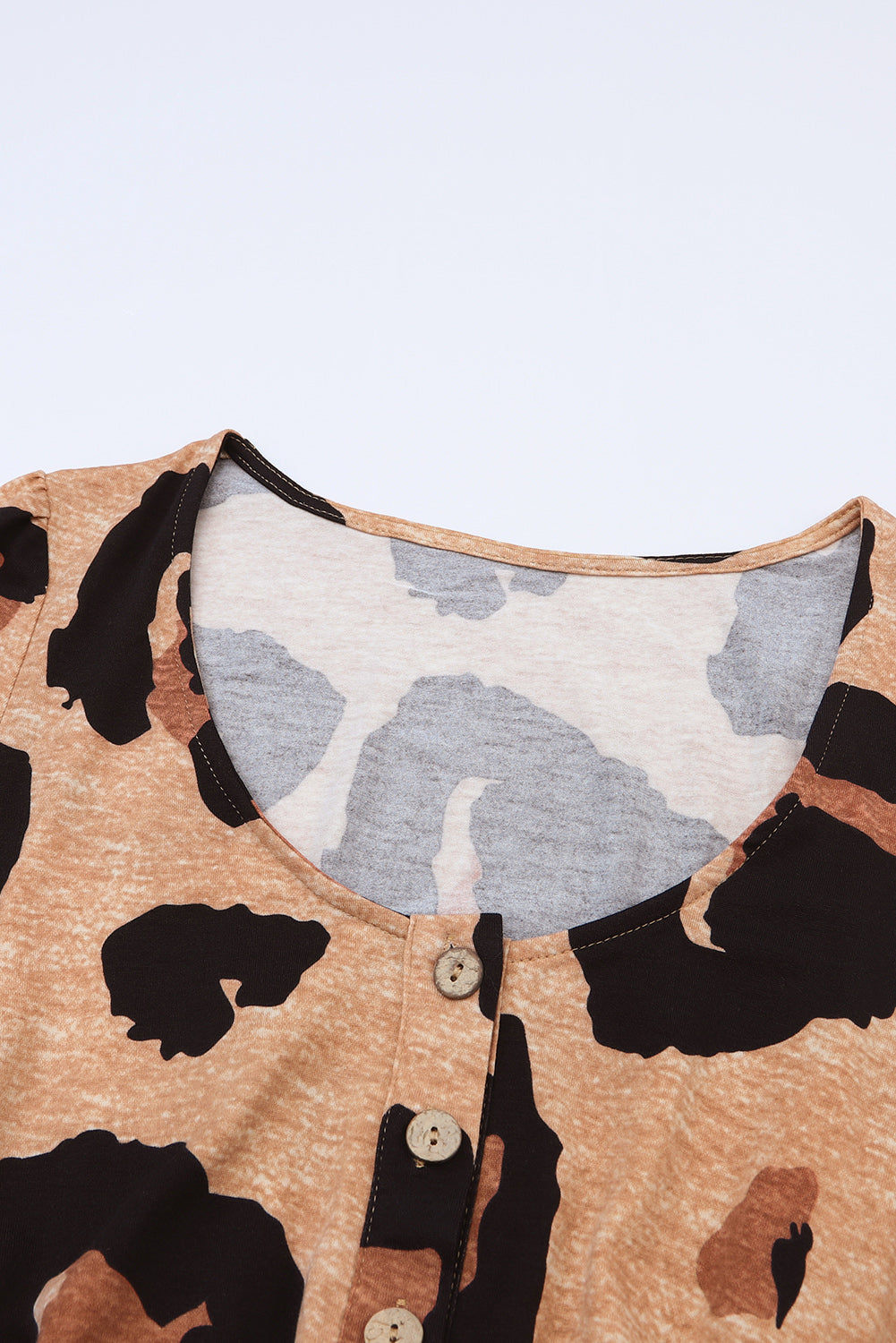 Leopard Print Button Front Bubble Sleeve Loose Knit Dress - Premium Dresses from Momma Done Gone Crafty- Just $40.80! Shop now at Momma Done Gone Crafty