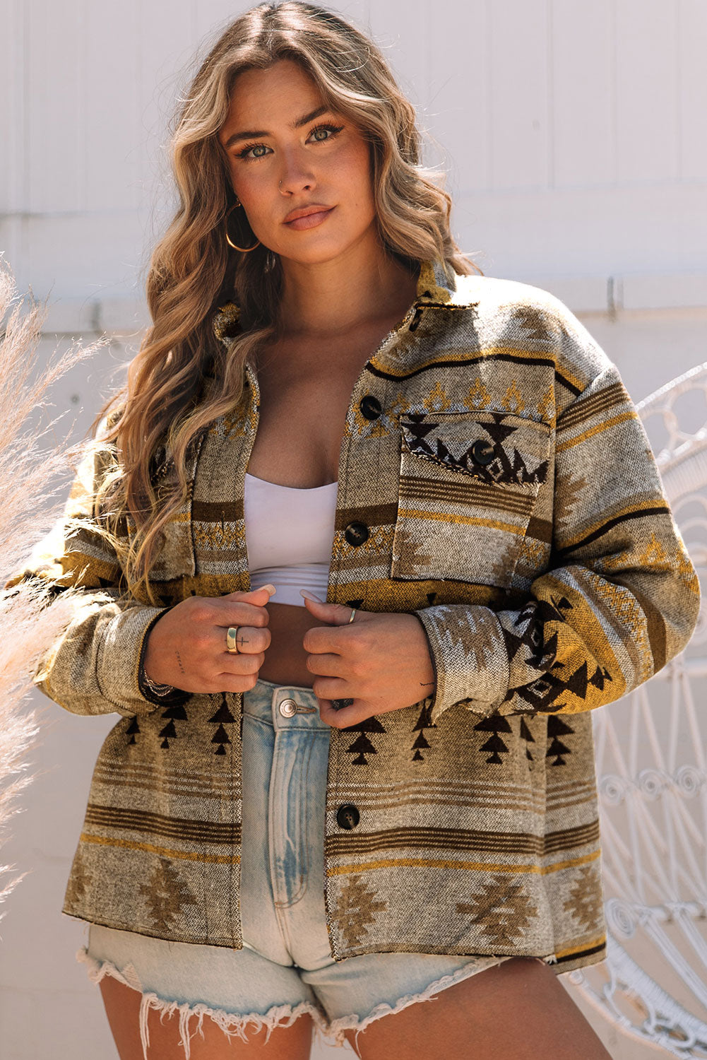 Brown Western Aztec Print Jacket - Premium Outerwear from Momma Done Gone Crafty- Just $50.40! Shop now at Momma Done Gone Crafty