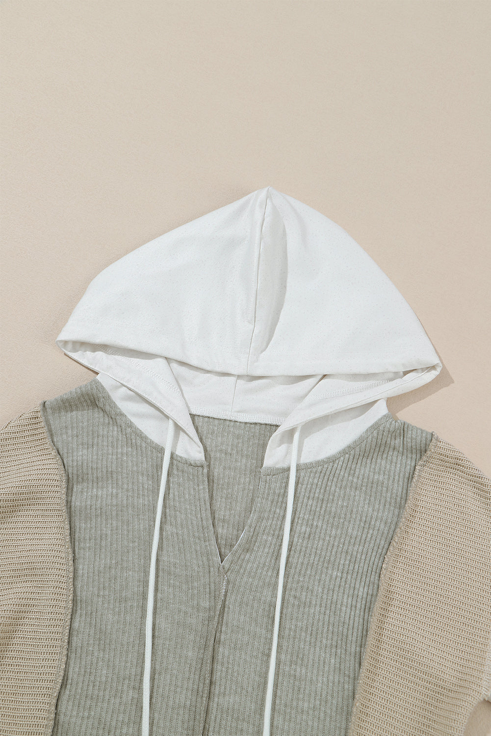 Gray Long Sleeve Textured Knit Patchwork Hoodie - Premium Tops from Momma Done Gone Crafty- Just $32.99! Shop now at Momma Done Gone Crafty