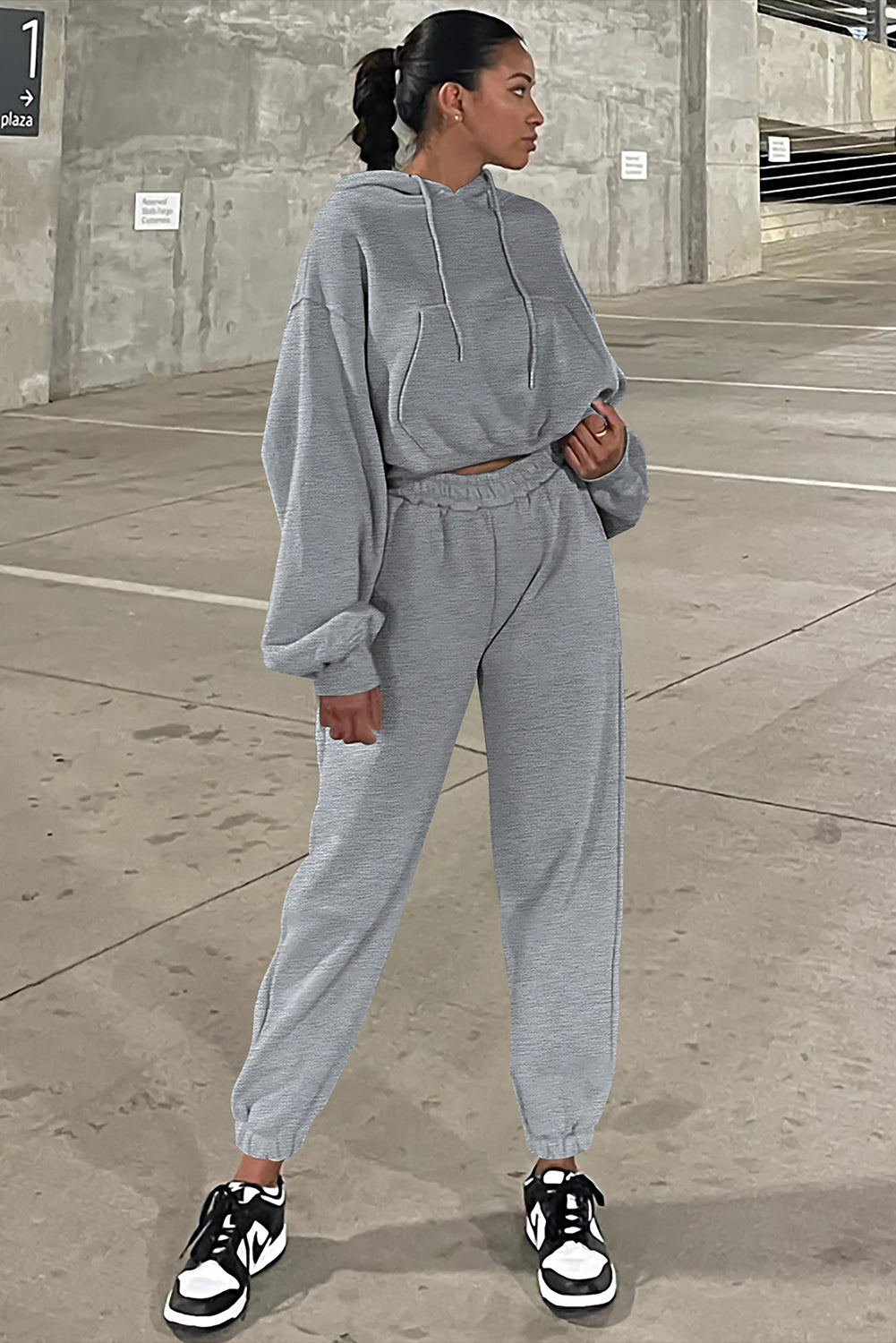 Gray Solid Drop Shoulder Hoodie and Joggers Activewear Set - Premium Activewear/Activewear Sets from Ashes 2 Wildflowers Boutique, LLC- Just $51.75! Shop now at Ashes 2 Wildflowers Boutique, LLC