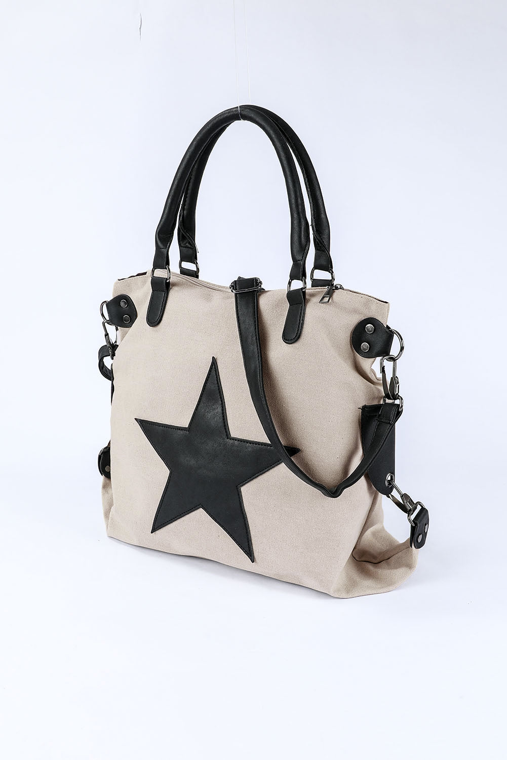 Beige Casual Five-pointed Star Canvas Tote Bag - Premium Shoes & Bags/Handbags from Ashes 2 Wildflowers Boutique, LLC- Just $23.64! Shop now at Ashes 2 Wildflowers Boutique, LLC