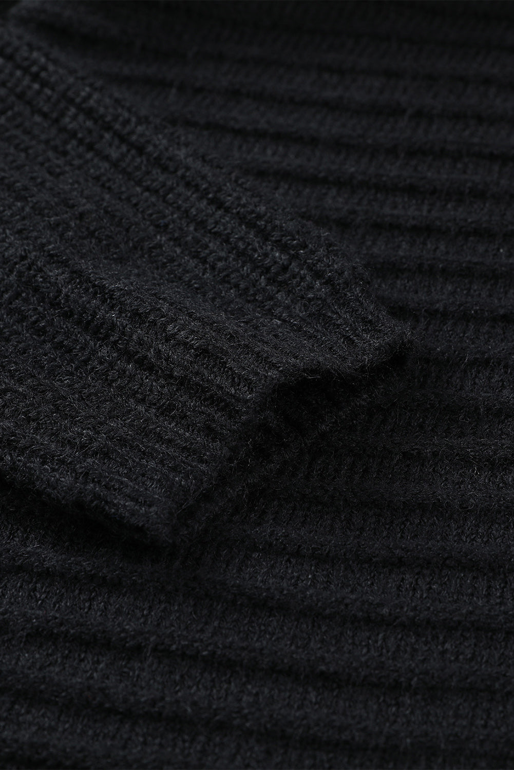 Black Horizontal Rib Knitted Open Front Hooded Cardigan - Premium Sweaters & Cardigans/Cardigans from Momma Done Gone Crafty- Just $36.60! Shop now at Momma Done Gone Crafty