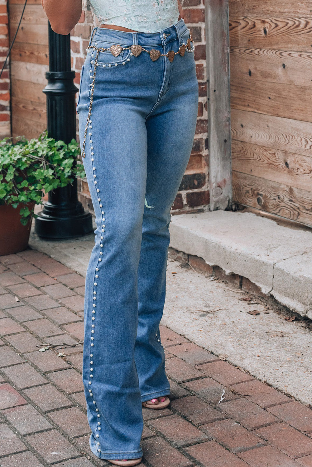 Dusk Blue Pearl Boot Cut Denim Jeans - Premium Bottoms/Jeans from Momma Done Gone Crafty- Just $37.80! Shop now at Momma Done Gone Crafty