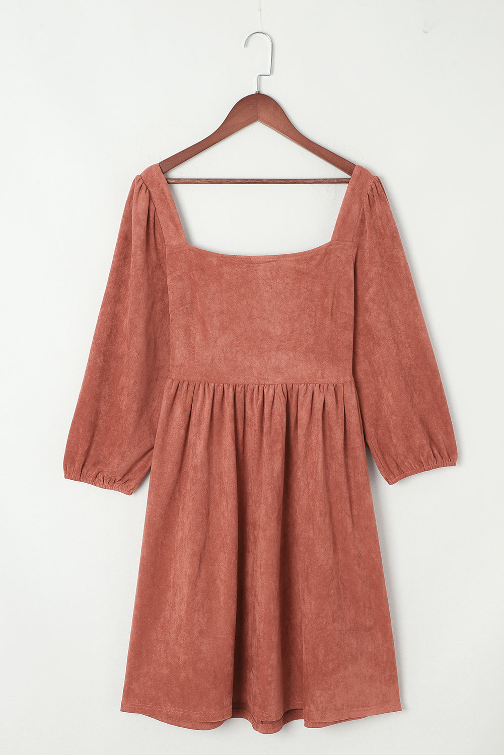 Brown Suede Square Neck Puff Sleeve Dress - Premium Dresses from Momma Done Gone Crafty- Just $44.99! Shop now at Momma Done Gone Crafty